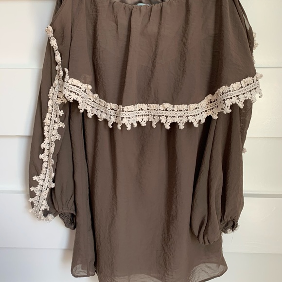 (LIKE NEW) Off Shoulder Crochet Trim Dress - Picture 3 of 5